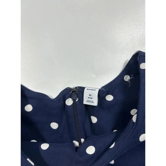 Old Navy Dress Women's 4X Navy Blue & White Polka Dot Short Sleeve Sheath - Picture 3 of 7